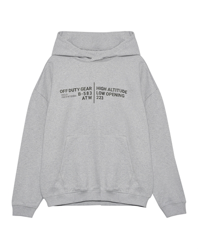Halo - Graphic Boxy Hoodie - Light Grey Melange